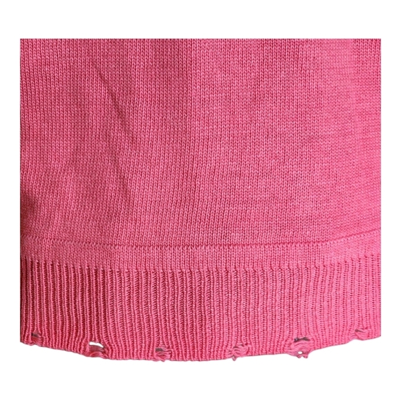 Revolve One Grey Day Pink Distressed Knit Sweater Large Soft Cozy Chic - Picture 6 of 9